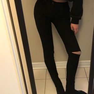 Black high waisted ripped jeans